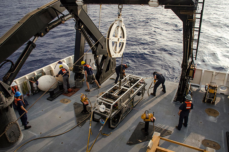 The Deck Team safely recovers the remotely operated vehicles after a dive. This is a coordinated effort that requires a lot of skill and training.