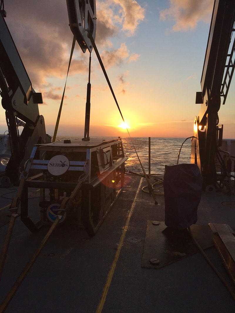 The first sunset underway during the Windows to the Deep 2018 expedition.