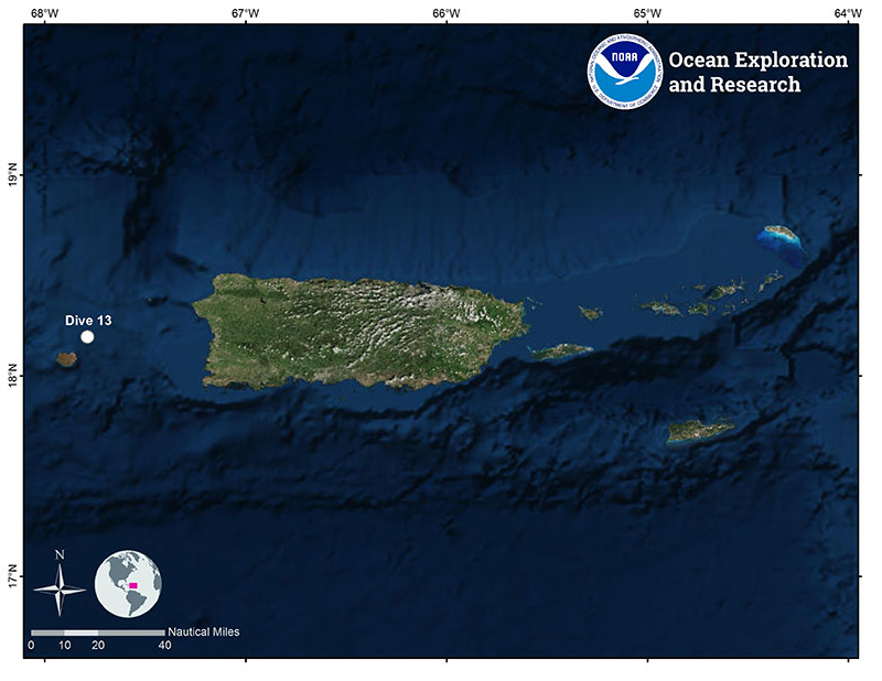 Location of Dive 13 on November 13, 2018.