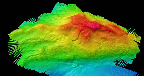 Multibeam bathymetry of Mona Seamount.