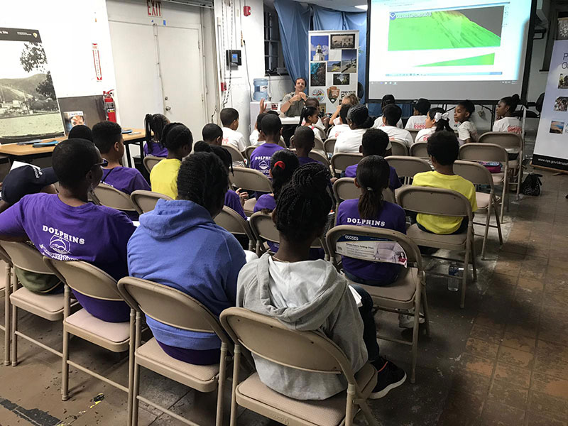 Local school group following dive 3 in real time from the National Park Service office in St. Croix. Image courtesy of Jessica Stuczynski. 