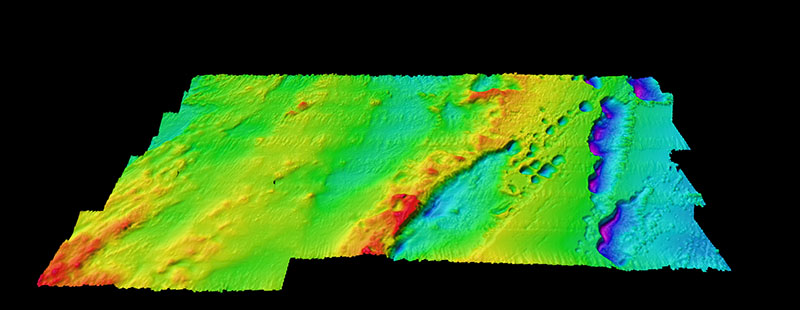 NOAA Ship Okeanos Explorer mapped 800 square kilometers (309 square miles) of unmapped seafloor in this ASPIRE priority area. This was identified by scientists and community partners about a month prior to the expedition at the NOAA OER-hosted ASPIRE Science Planning workshop.