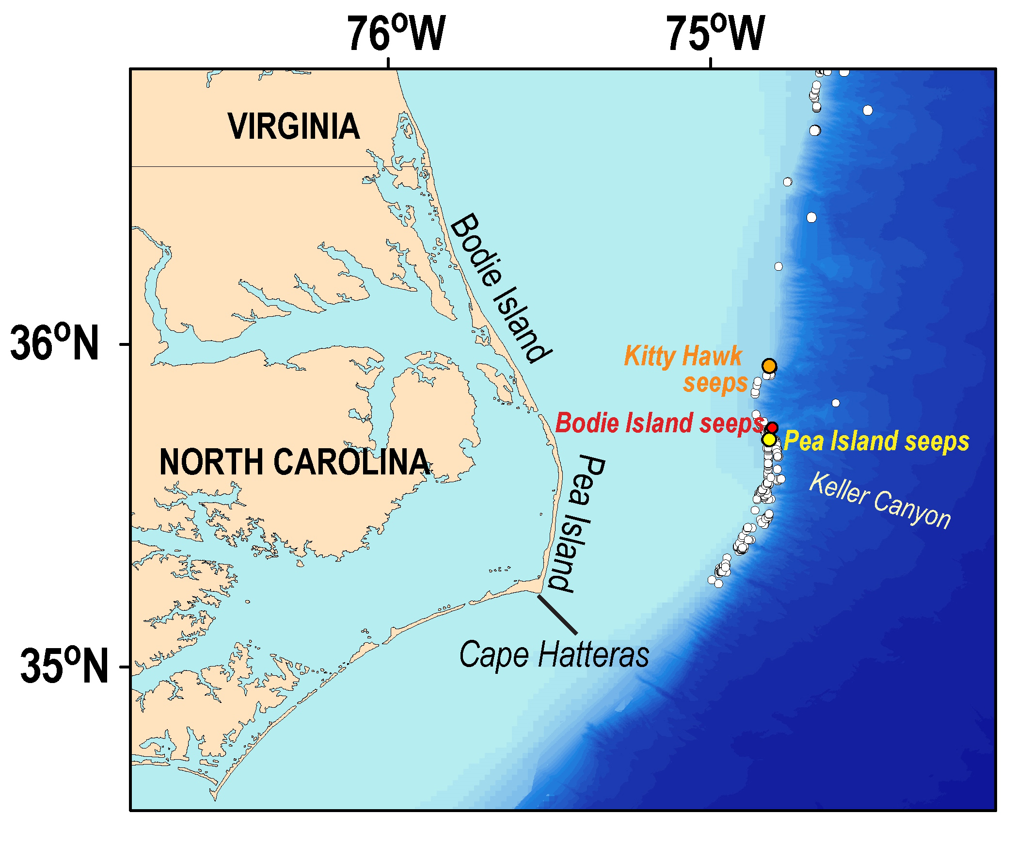 Discoveries at a Methane Seep Field Offshore Bodie Island, North ...