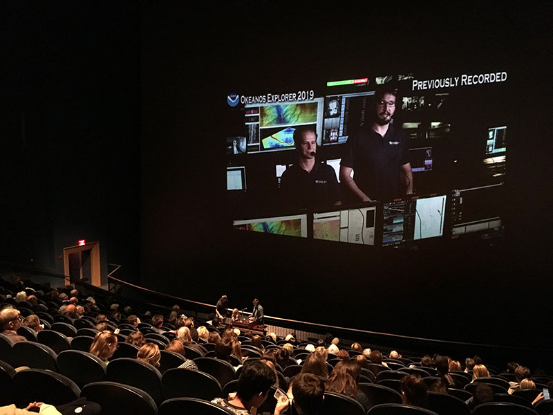 The live interaction with the New England Aquarium on September 12, 2019, featured Science Lead Jeff Obelcz and Expedition Coordinator Daniel Wagner, and drew a crowd of 164 audience members.