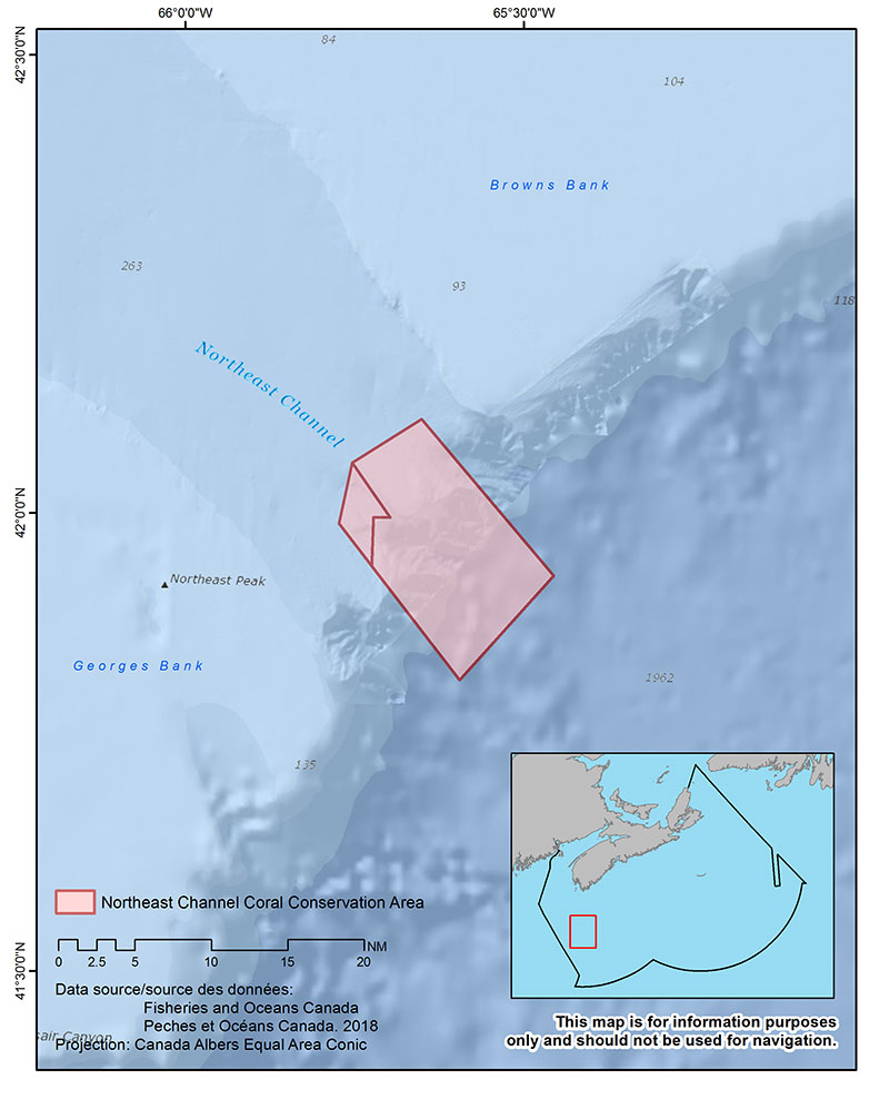 Map showing the Northeast Channel Coral Conservation Area.