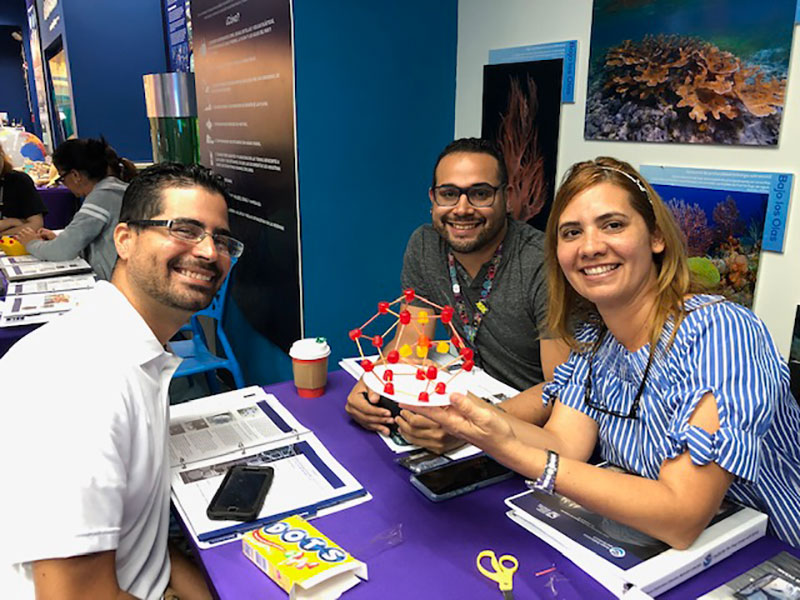 During a professional development workshop in San Juan, Puerto Rico, educators built a model of methane hydrate as an example of a hands-on-activity designed for the classroom.