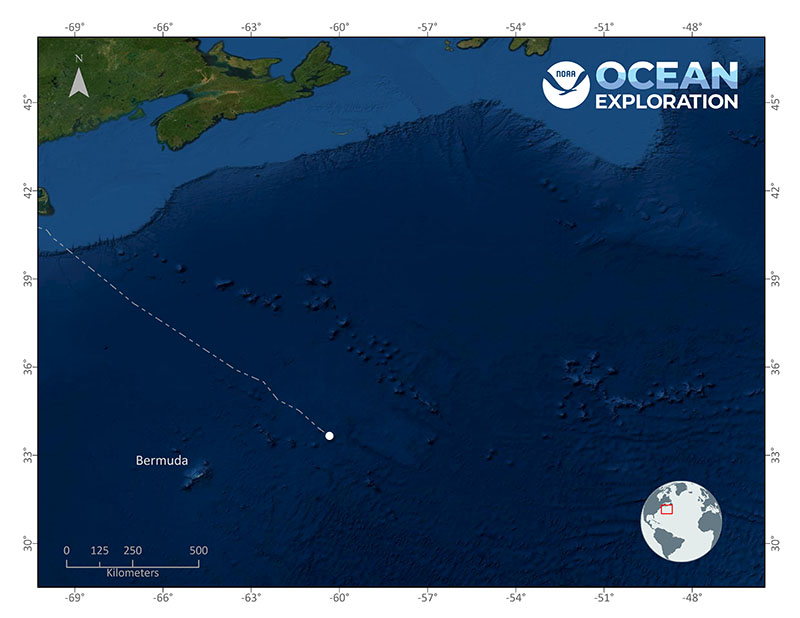 Location of Dive 01 of the 2021 North Atlantic Stepping Stones expedition on July 3, 2021.