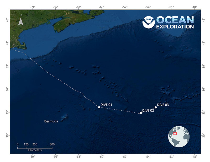 Location of Dive 03 of the 2021 North Atlantic Stepping Stones expedition on July 6, 2021.