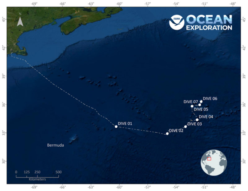 Location of Dive 07 of the 2021 North Atlantic Stepping Stones expedition on July 10, 2021.