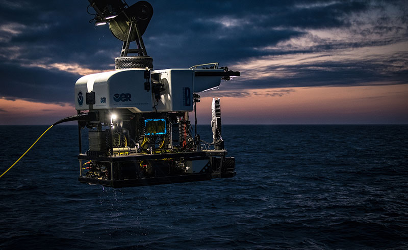 Remotely operated vehicle (ROV) Deep Discoverer, shown here, will be deployed with ROV Seirios to acquire high-resolution visual data and collect limited samples during the Windows to the Deep 2021: Southeast U.S. ROV and Mapping expedition.