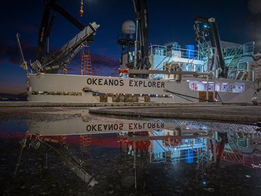 NOAA Ship <i>Okeanos Explorer</i> at the dock in San Francisco, California.