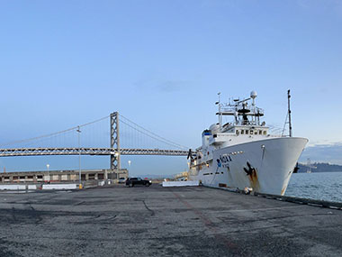 NOAA Ship Okeanos Explorer in port in San Francisco, California.