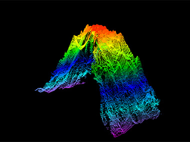 A point cloud of the seamount mapped during the Seascape Alaska 1: Aleutians Deepwater Mapping expedition, generated from acoustic data collected via multibeam echosounder.
