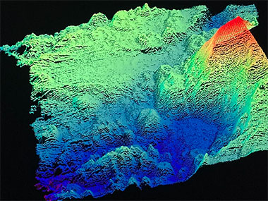 This point cloud was generated from multibeam sonar soundings of the seafloor made during the Seascape Alaska 6 expedition.