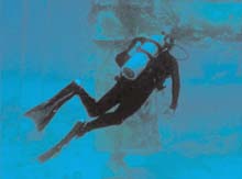 A diver prepares to enter the Aquarius habitat.