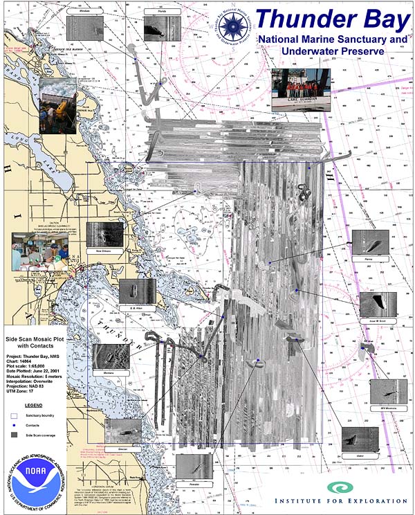 Thunder Bay National Marine Sanctuary and Underwater Preserve Map with wreck sites