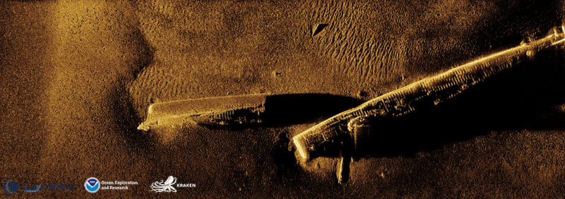 Synthetic aperture sonar image of the USS Bass collected using the towed KATFISH system.