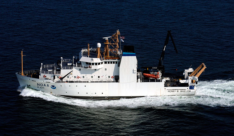 Aerial view of NOAA Ship Henry B. Bigelow. Image courtesy of NOAA.