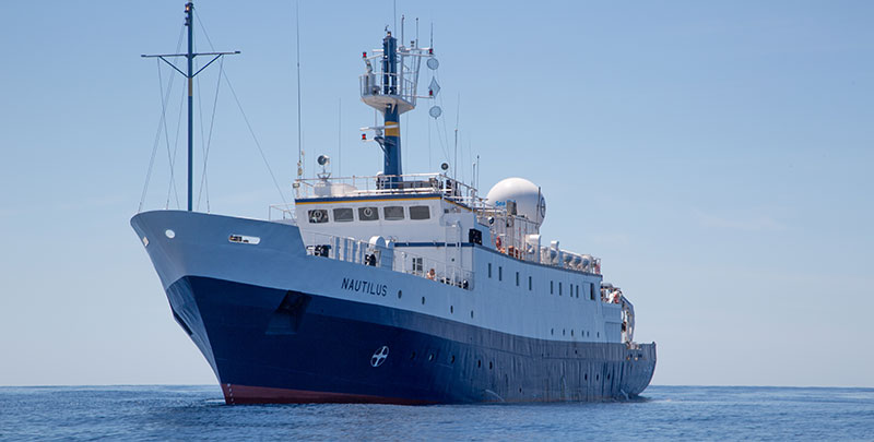 The bow of E/V Nautilus. Image courtesy of the Ocean Exploration Trust/Nautilus Live.
