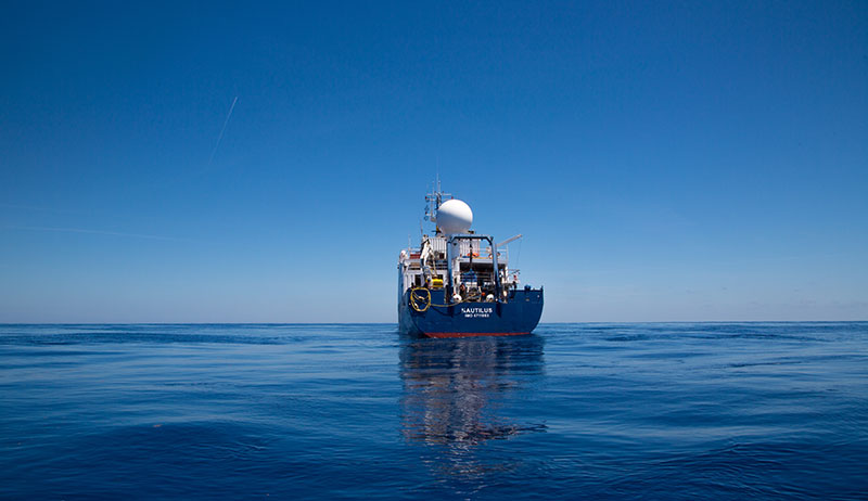 E/V Nautilus from afar. Image courtesy of the Ocean Exploration Trust/Nautilus Live.
